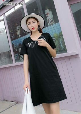 buy Saner大码女装2018夏装新款韩版胖妹妹中长款显瘦飘逸雪纺连衣裙 online manufacture